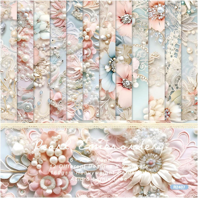 WLXTREE Scrapbook Paper 6x6, 24 Sheets Vintage Scrapbooking Floral Single-Side Card Stock Paper Pack for Art Album Junk Journal CardMaking Decorative Scrapbook Supplies - Image 1